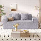 Modern Square Chenille Extendable Convertible Sofa Bed Set 2-3 Seater Non-Assembly Removable Pillows High Capacity Sponge Living