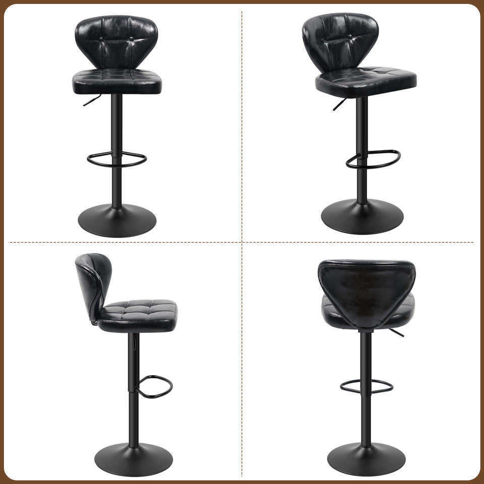 Steady Iron PU Leather Adjustable Hydraulic Eco-Friendly Water Resistant Bar Chair Modern Design Swivel Counter Height Kitchen (Set of 2)