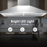 Range Hood 30inch,Wall Mount Range Hood in Stainless Steel Stove Vent Hood,Aluminum Filters,3Speed Exhaust Fan,Button Control