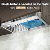 Under Cabinet Range Hood 30 Inch,Stainless Steel Touch/Gesture/Remote Control,700CFM & 3-Speed Kitchen Stove Vent Hood