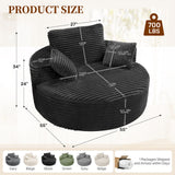 Large Modern Round Cloud Sofa Chair Plush Velvet Fabric Multi-Functional Leisure Chair for Living Room Dining Relaxation Reading