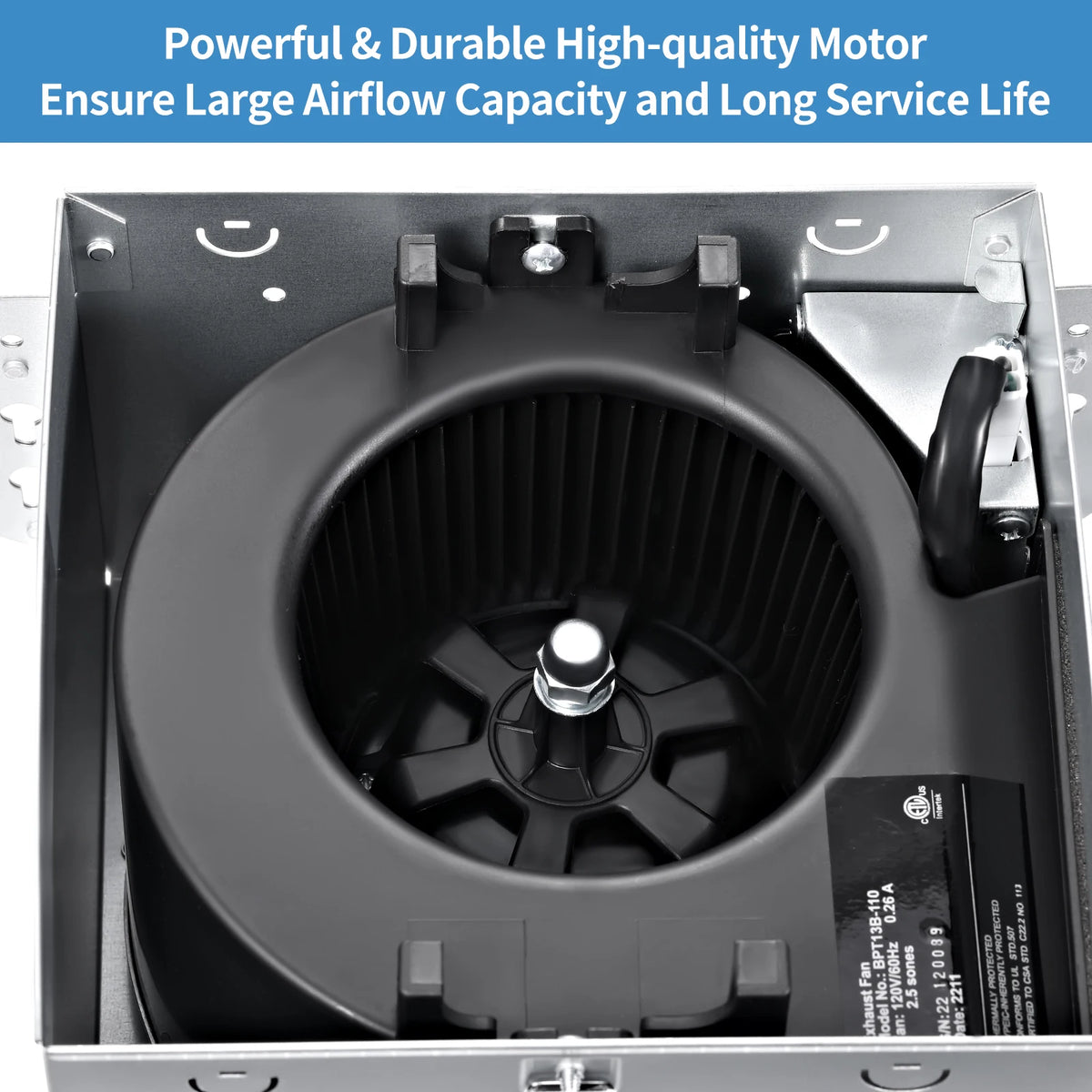 Bathroom Fan 110 CFM Very Quiet with Matel Housing, Ceiling Mount Exhaust Ventilation Fan Large Air-flow Capacity