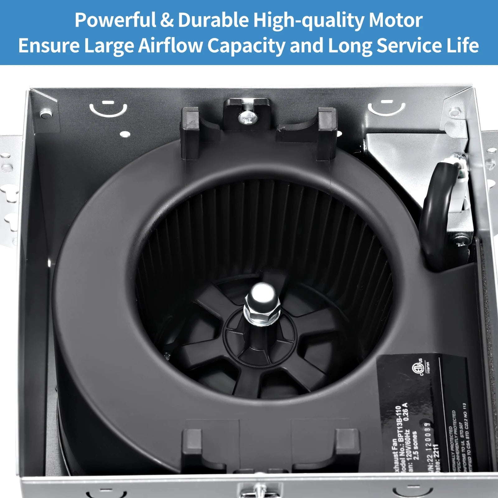 Bathroom Fan 110 CFM Very Quiet with Matel Housing, Ceiling Mount Exhaust Ventilation Fan Large Air-flow Capac - view 5