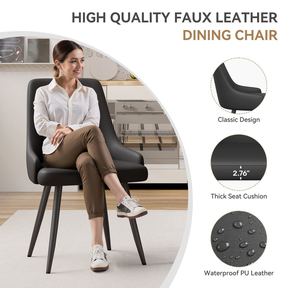 Contemporary Reclining Dining Chairs PU Leather Upholstered Eco-Friendly Waterproof Thick Cushion Home Office Apartment (Set of 2)