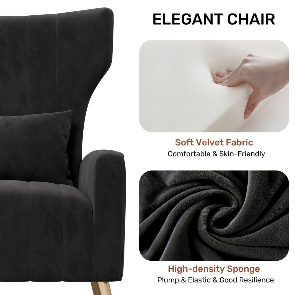 Modern Handmade Convertible Accent Chairs Upholstered Velvet Fabric Reading Chair Mid Century Arm Chair Comfy Armchair