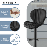 Modern Adjustable Swivel Fabric Bar Stools Counter Height High Backrest 3-5 Minute Assembly for Dining Living Outdoor School (Set of 2)