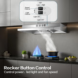 Range Hood 36 Inch Under Cabinet, Stainless Steel Kitchen Vent Hood 280CFM, Built-in Kitchen Stove Hood  Button Control