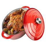 Multifunctional Enameled Cast Iron Dutch Oven 4.5 QT Stainless Steel Bottom Ceramic Exterior Self-Basting Moisture Retention Gas