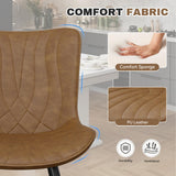 Stylish Modern PU Leather Quilted Texture Soft Dining Chair Upholstered Sturdy Metal Legs Waterproof Restaurant Furniture (Set of 4)