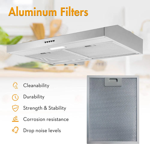 30in Under Cabinet Range Hood 230CFM Stainless Steel Kitchen Stove Vent Ducted/Ductless Convertible, LED Light - view 2