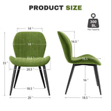 Modern Ribbed Extendable Dining Chair Suede Upholstered Lightweight Sturdy Metal Legs Portable Home Office Home Kitchen (Set of 4)