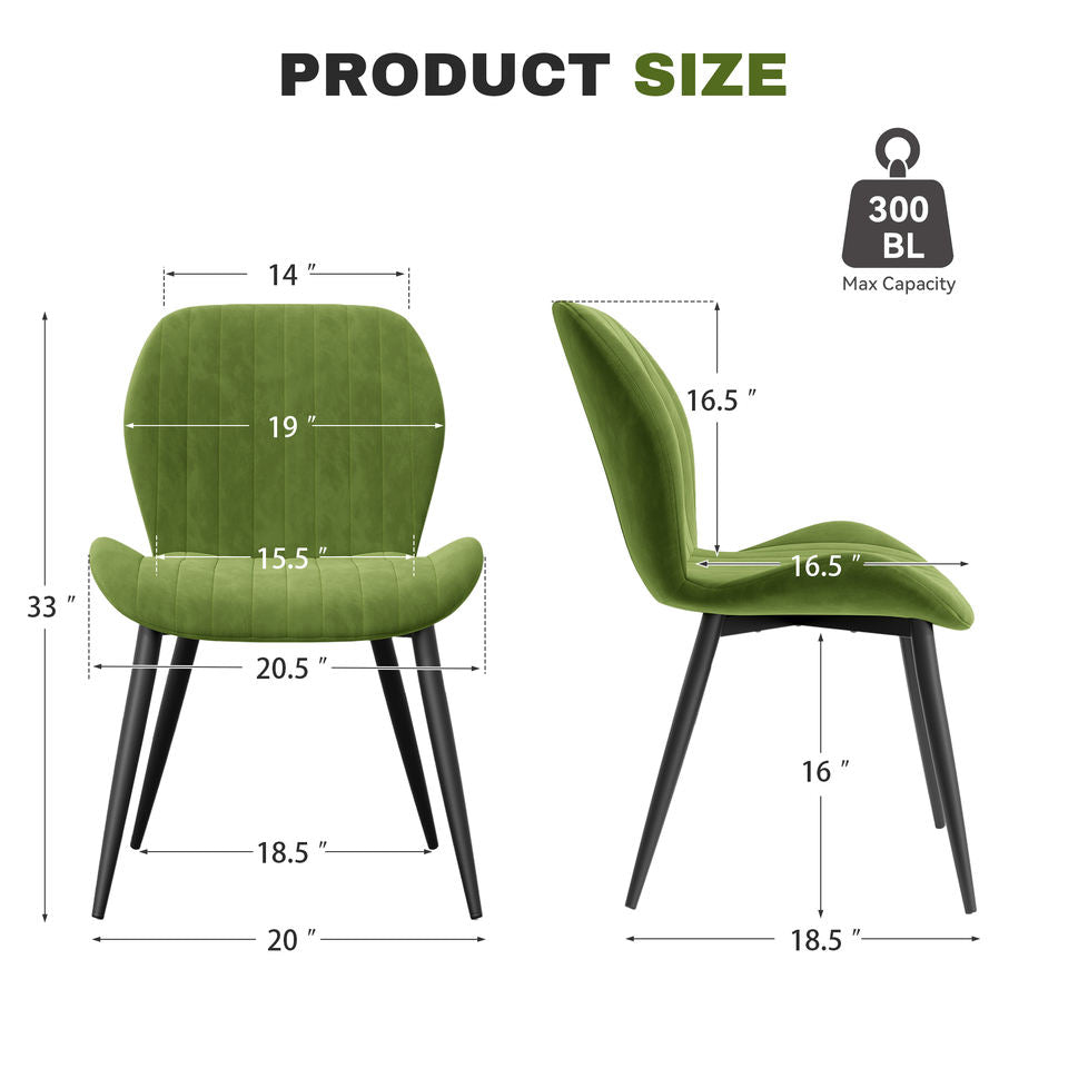 Modern Ribbed Extendable Dining Chair Suede Upholstered Lightweight Sturdy Metal Legs Portable Home Office Home Kitchen (Set of 4)