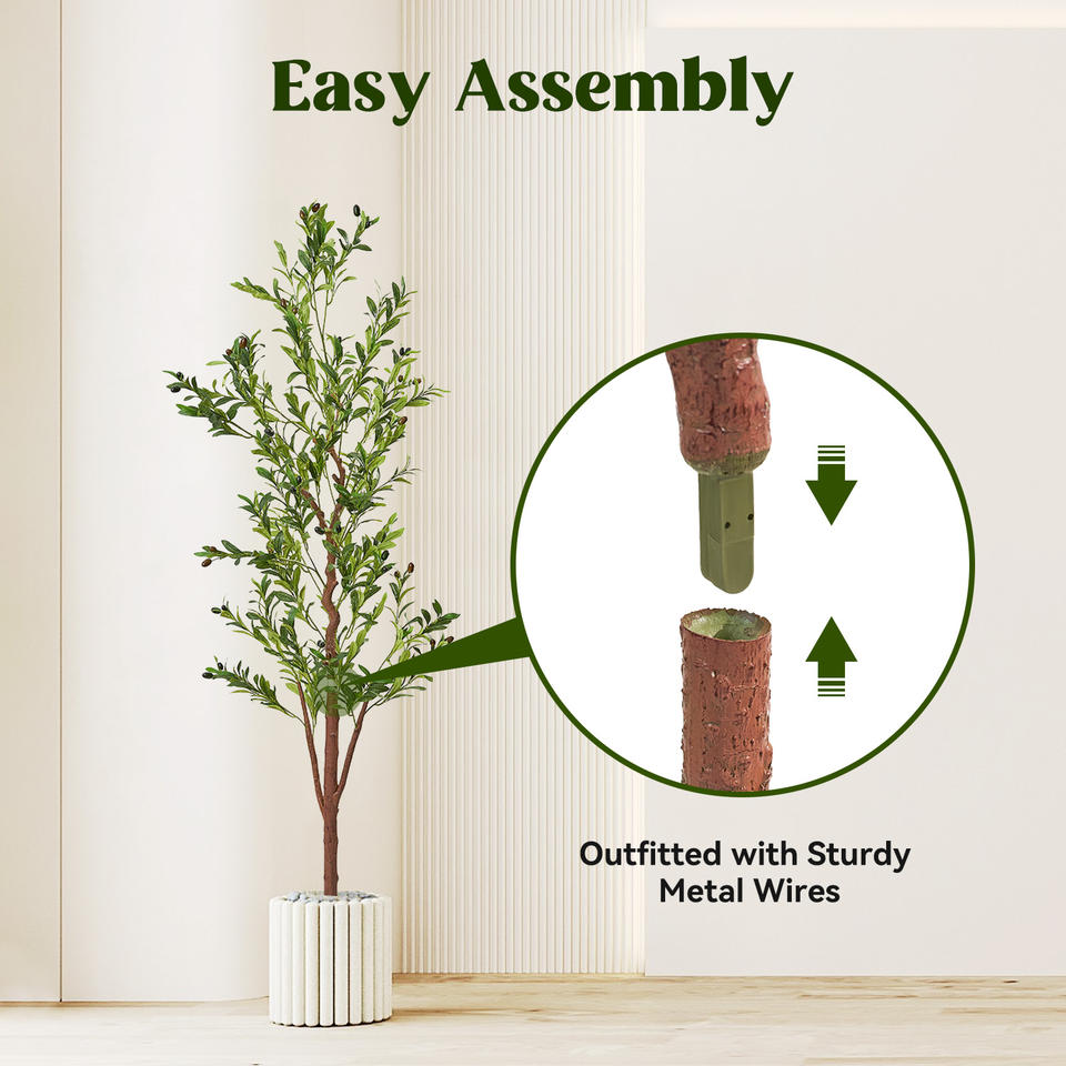 Realistic Artificial Olive Tree Textured Branches Easy Assembly Plastic Faux Tree Wedding Christmas New Year Halloween Decor UV