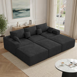 Corduroy Modular Sectional Sofa Non-Assembly Design Foldable Metal Frame Modern Extra Wide Armrest Ergonomic Sofa Living Room