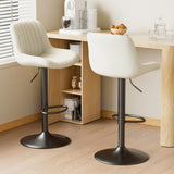 Adjustable Steady Modern Swivel Bar Stools Backs Counter Height Synthetic Leather Outdoor Mall Dining Living Room Use Iron Frame (Set of 2)