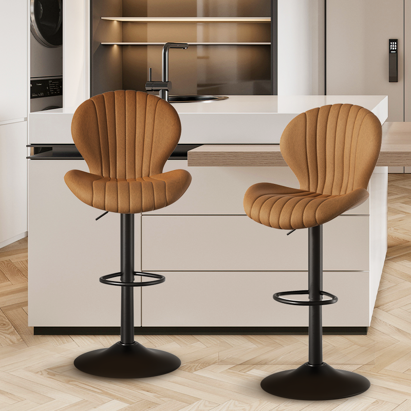 Modern Adjustable Swivel Fabric Bar Stools Counter Height High Backrest 3-5 Minute Assembly for Dining Living Outdoor School (Set of 2)
