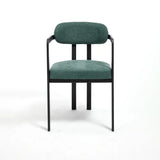 Mid-Century Modern Dining Chairs Set of 2  Soft Upholstered Fabric Chairs Black Metal Legs Ergonomic Comfort for Dining Room