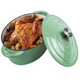 Multifunctional Enameled Cast Iron Dutch Oven 4.5 QT Stainless Steel Bottom Ceramic Exterior Self-Basting Moisture Retention Gas