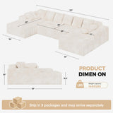 Cloud Extendable Sectional Couches Chaise Lounge U-Shaped No Assembly Required Deep Seat Modular Sofa Set Hall Sponge Foldable