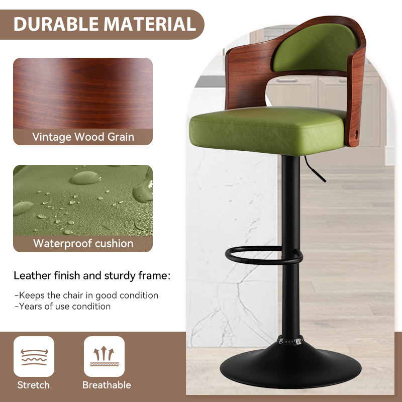 Dual Color Rustic Modern Height Adjustable Swivel Durable Material Steady Bar Stool for Hotel and Home Bar Commercial Use