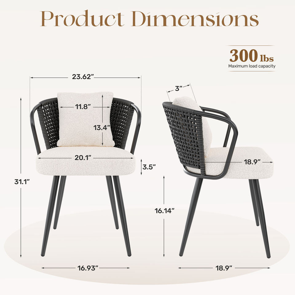 Modern Light Dining Chair with Teddy Upholstery & Fleece Cushion Ergonomic Armchair for Home Office & Hotel Use (Set of 4)
