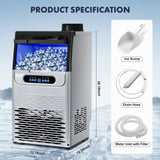 100LBS/24H Commercial Ice Maker Machine, Dual Water Inlet Under Counter or Freestanding Ice Machine,