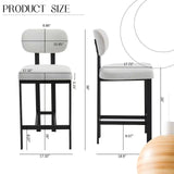 Modern Home Bar Stools with Fabric Cushion Set of 2 Ergonomic Backrest Metal Legs for Hotels Dining and Kitchen Use