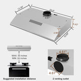 SNDOAS Under Cabinet Range Hood 30 Inch,Ductless Range Hood with Charcoal Filter,Kitchen Vent Hood with Button Control 3 Speeds