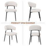 Modern Velvet Leisure Chair Curved Wing Backrest Thickened Metal Legs Soft Comfort Living Room Home Office Dining Hotel Use (Set of 4)