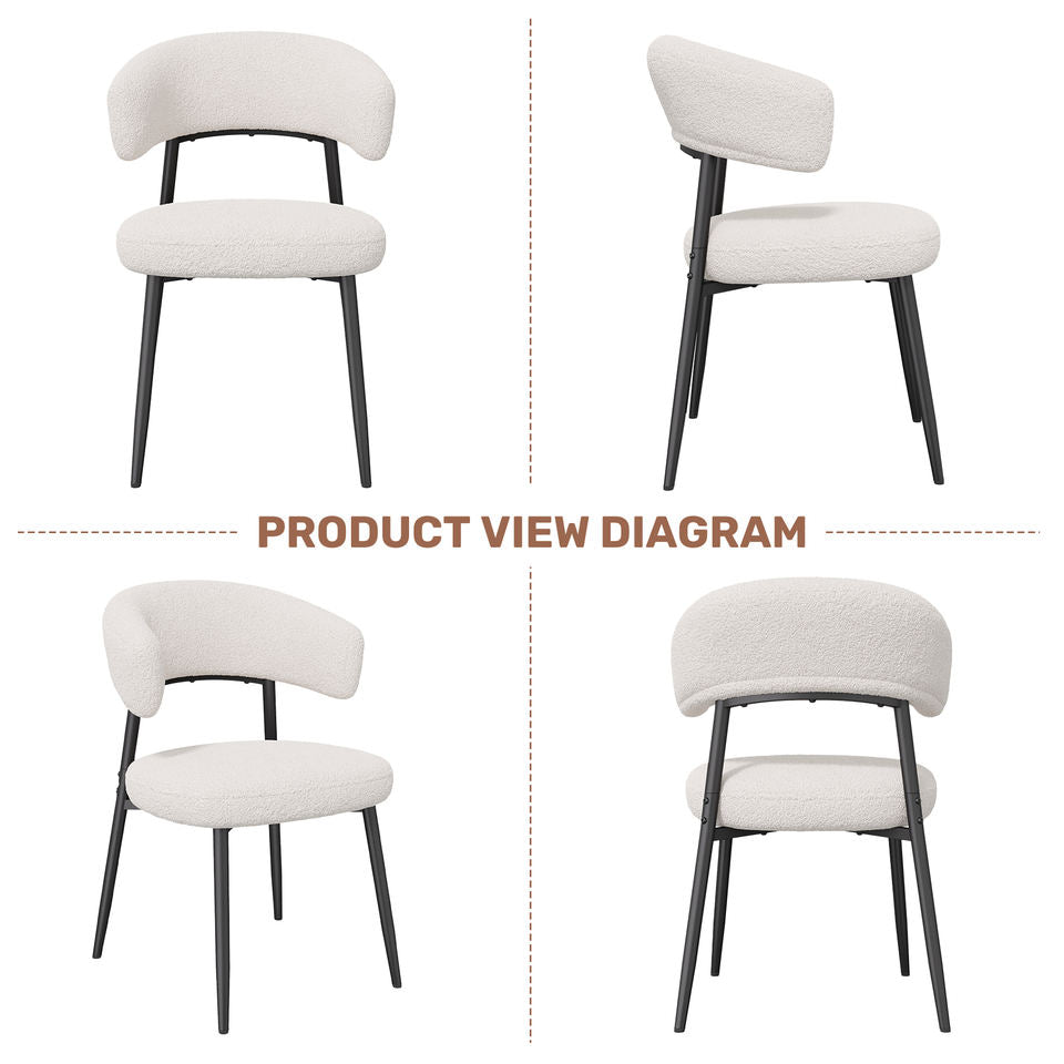 Modern Velvet Leisure Chair Curved Wing Backrest Thickened Metal Legs Soft Comfort Living Room Home Office Dining Hotel Use (Set of 4)