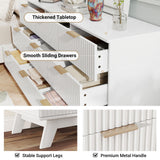 Modern Solid Oak Wood 9-Drawer Dresser Fluted Drawer Fronts Stainless Steel Gold Handles Anti-Collapse Design Freestanding