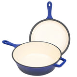 Ceramic Enameled 2-in-1 Dutch Oven Skillet Set 3QT + 1.5QT Non-Stick Dishwasher Safe Casserole Cookware Stainless Steel Bottom