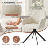 Modern Beige Linen Tufted Portable Reclining Swivel Dining Chair with 360 Rotation Ergonomic Backrest for Home Restaurant Hotel (Set of 2)