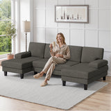 U-Shaped Sectional Sofa Living Room Modern Modular Extendable Double Lounge Sleeper Convertible Apartment Sponge Hotel Mall
