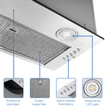 Range Hood Insert 20 Inch, Built-in Kitchen Hood 900CFM, Insert Vent Hood ,Push Button Control,w/ 3 Speed Fan