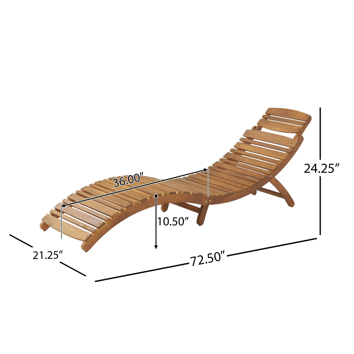 Lahaina Wood Foldable Patio Chaise Lounger