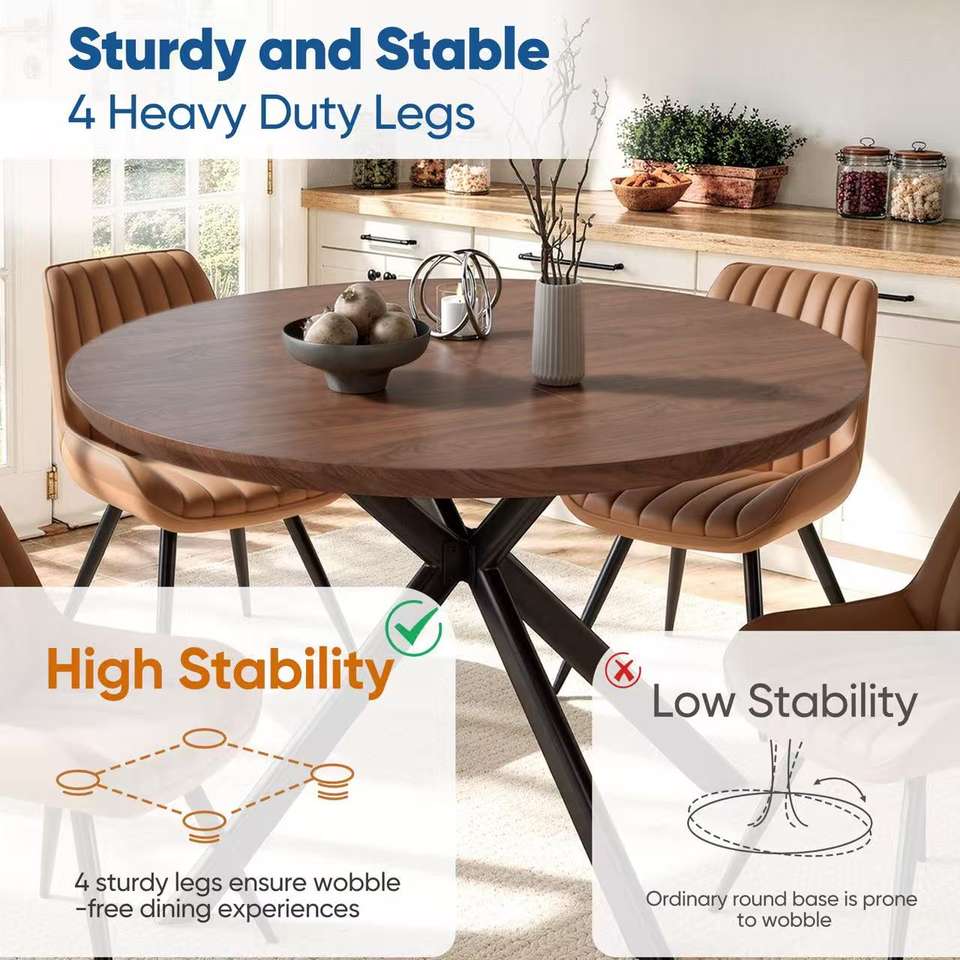 Modern Extendable Dining Table Set Hidden Storage Upholstered Chairs Solid Wood Assembled 4-Seater Waterproof Dining Room
