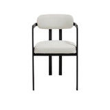 Mid-Century Modern Dining Chairs Set of 2  Soft Upholstered Fabric Chairs Black Metal Legs Ergonomic Comfort for Dining Room