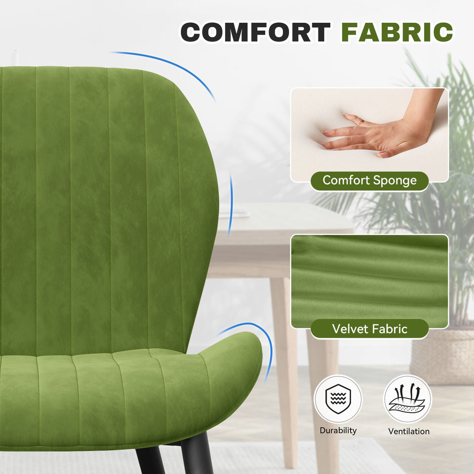 Modern Ribbed Extendable Dining Chair Suede Upholstered Lightweight Sturdy Metal Legs Portable Home Office Home Kitchen (Set of 4)