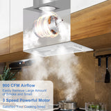 Range Hood Insert 20 Inch, Built-in Kitchen Hood 900CFM, Insert Vent Hood ,Push Button Control,w/ 3 Speed Fan