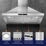 Wall Mount Range Hood 30 inch, 700 CFM Kitchen Hood Stainless Steel Stove Vent Hood with Gesture Sensing & Touch Control