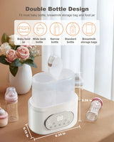Bottle Warmer, 10-in-1 Fast Baby Bottle Warmer for Breastmilk & Formula, Double Milk Warmer with Timer, Accurate Temp Control,