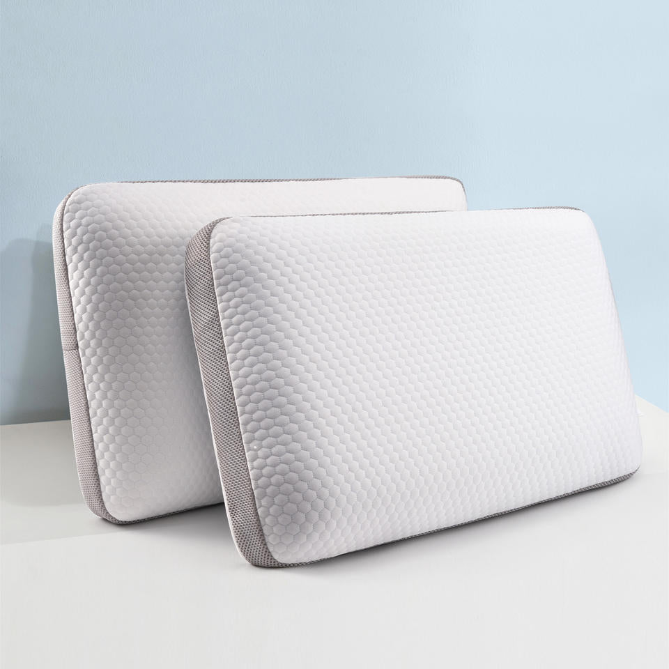 For Memory Foam Pillow Breathable 100% Polyester Honeycomb Cover Flame Retardant Removable Ergonomic for Neck Back Pain (Set of 2)