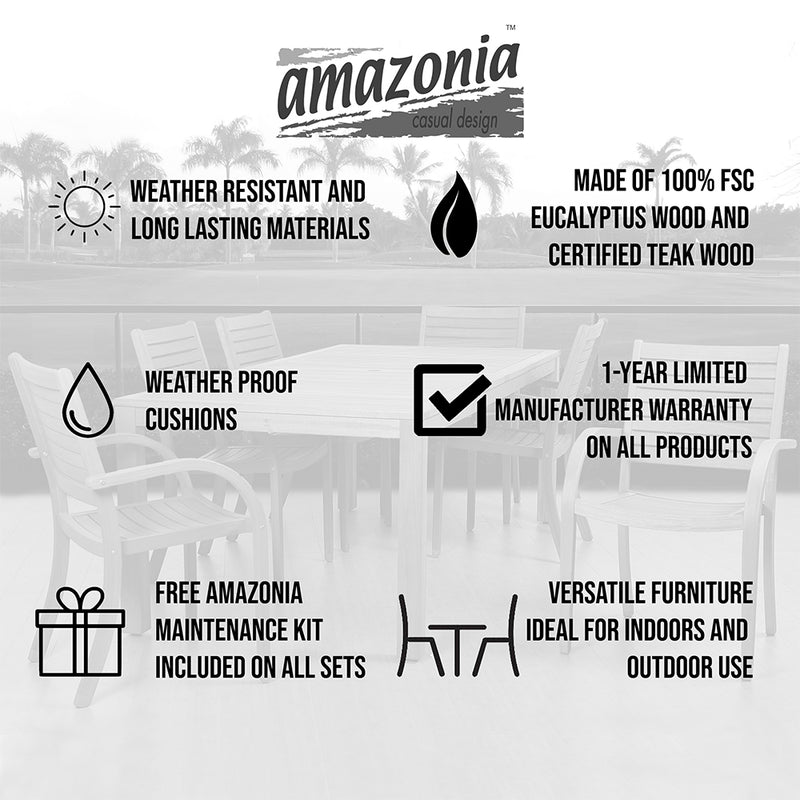 Amazonia 8 Piece Eucalyptus Patio Seating Set- 25-in L x 25-in W