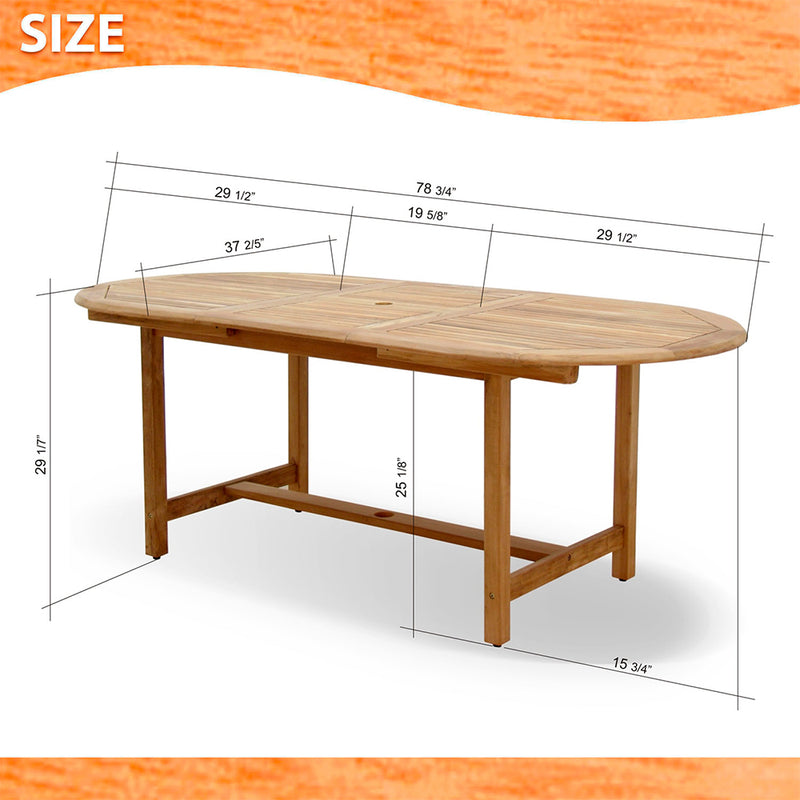 Amazonia Teak Wood Patio Dining Table - 59-in L x 37-in W