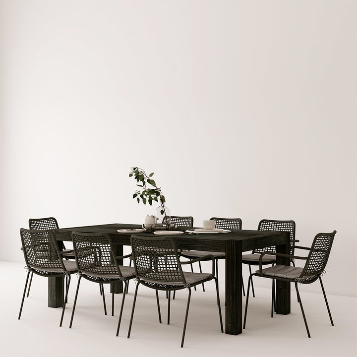 Midtown Concept Weathered 9-Piece Dining Table Set - Dark Grey