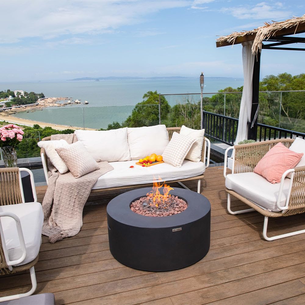 Venice Outdoor Firepit Table - 34 Inches - Select Fuel Type