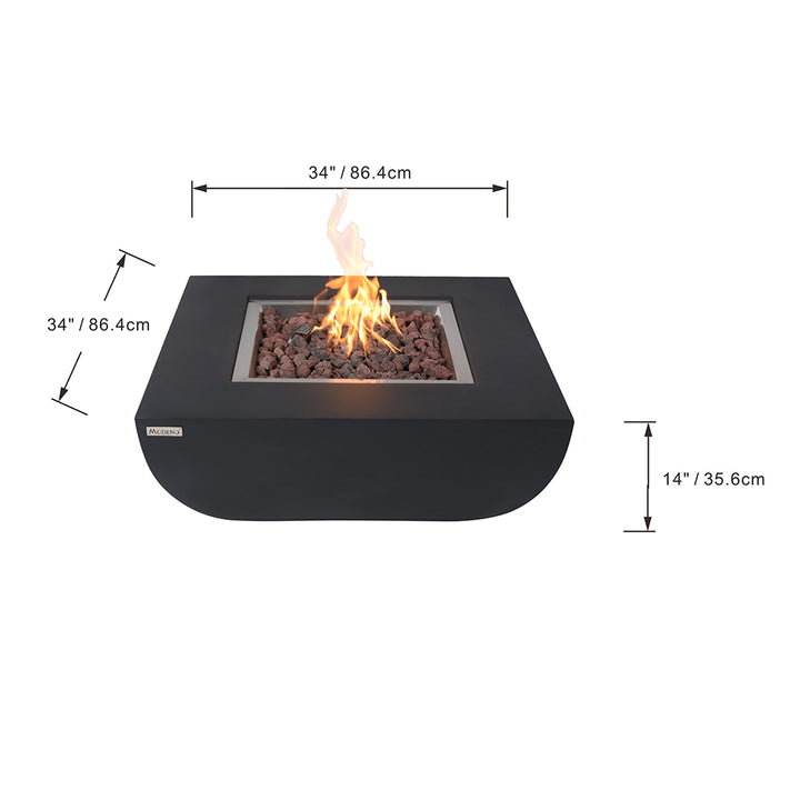 Aurora Outdoor Firepit Table - 34 Inches - Select Fuel Type