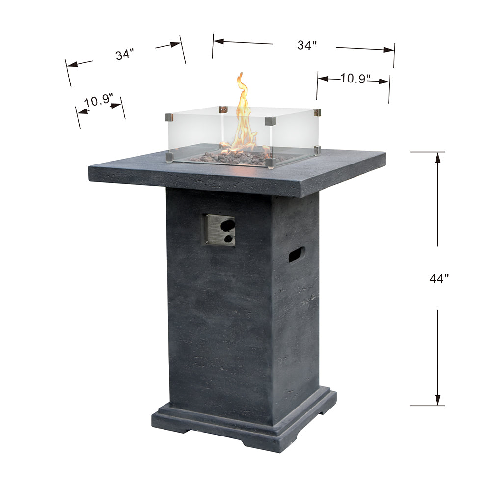 Montreal Outdoor Firepit Table - 34 Inches - Liquid Propane