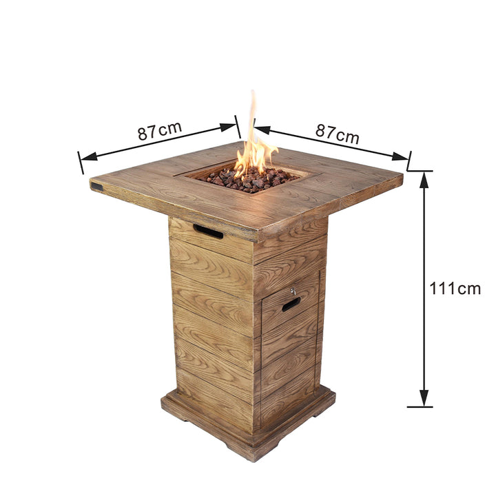 Rova Outdoor Reinforced Concrete Bar Height Firepit Table - 34 Inch - Liquid Propane